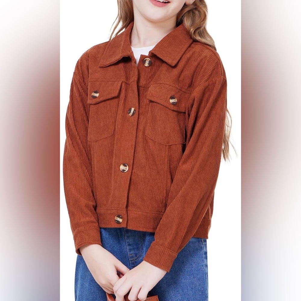 Girls Wulful Brown Button Down Corduroy  Shirt Jacket